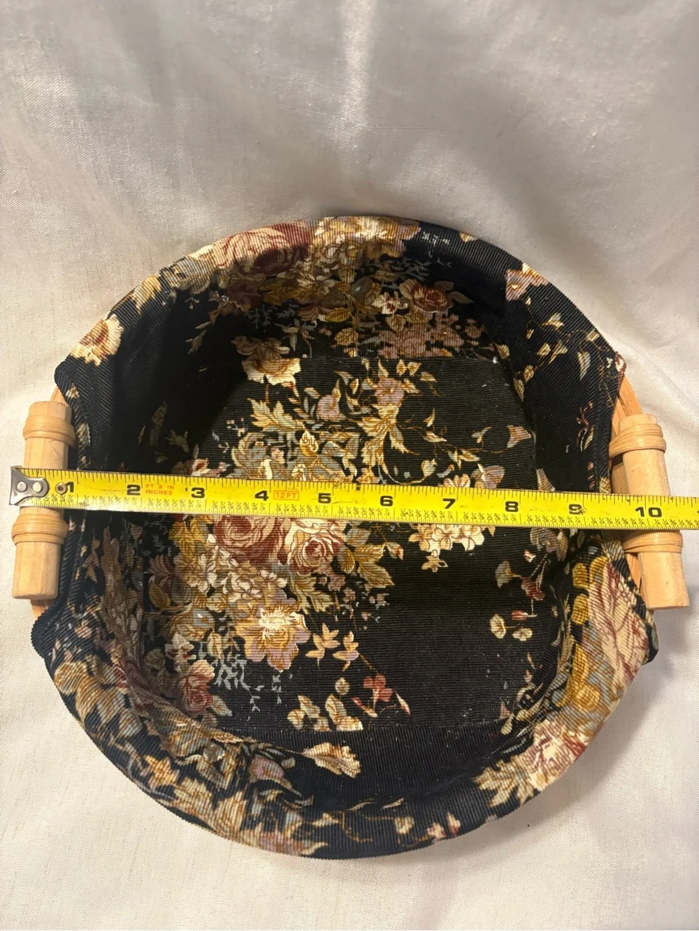 Vintage Tasket Renaissance floral tapestry line basket
